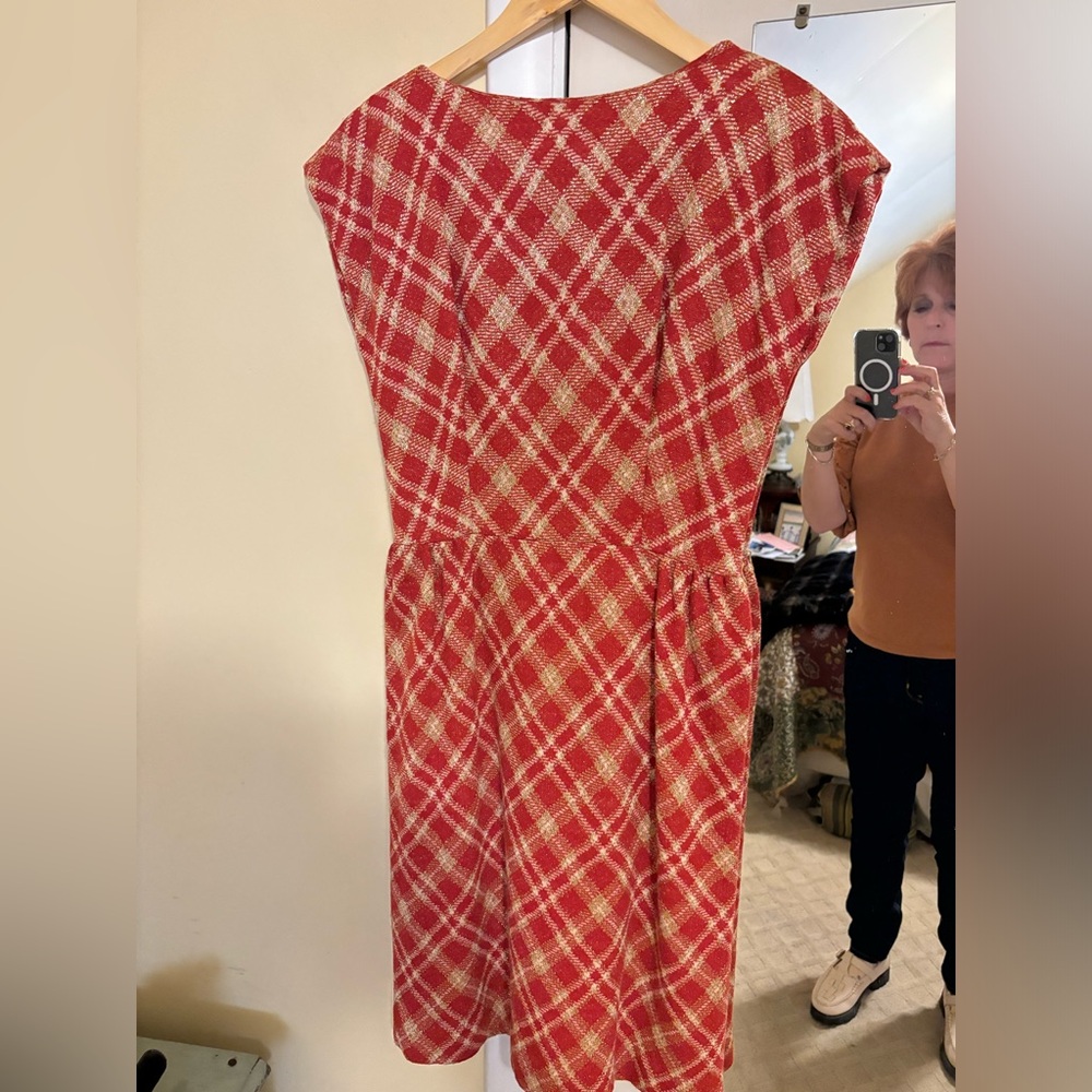 Vintage plaid lurex gold and red Eleven East dress